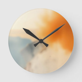 Unschärfe Kunst Neutral Warm Abstrakt Runde Wanduhr