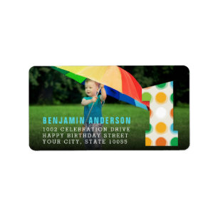 Unschärfe Moderne Farbpunkte 1. Geburtstagsfeier F Adressaufkleber