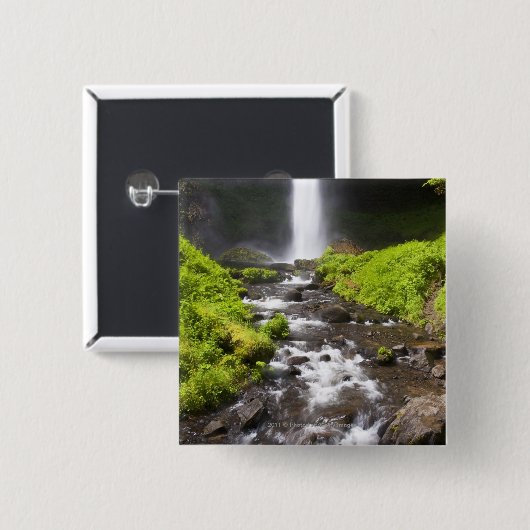 Unscharfer Wasserfall und Fluss Button (Vorne & Hinten)
