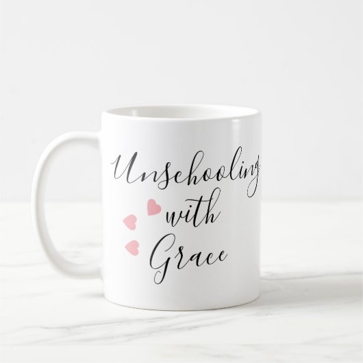 Unschooling-Mutter Grace Hearts Kaffeetasse (Links)