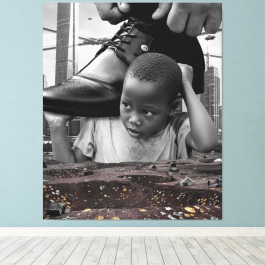 Unschuld und Träume - Afrikanischer Junge mit Schu Leinwanddruck (Insitu (Holzboden))