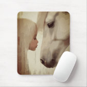 Unschuldige Bindung – Kinder- und Pferdekunst Mousepad (Mit Mouse)