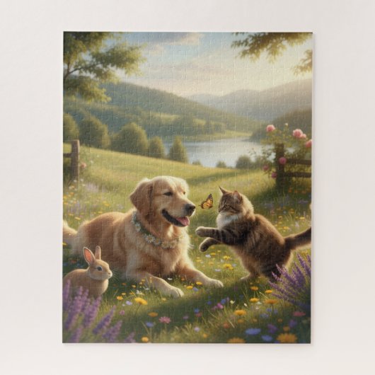Unschuldige Freundschaft in der Umarmung der Natur Puzzle (Vertikal)