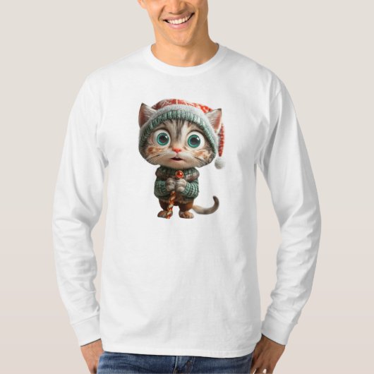 Unschuldige Katze Weihnachten Elf Männer T-Shirt (Vorderseite)