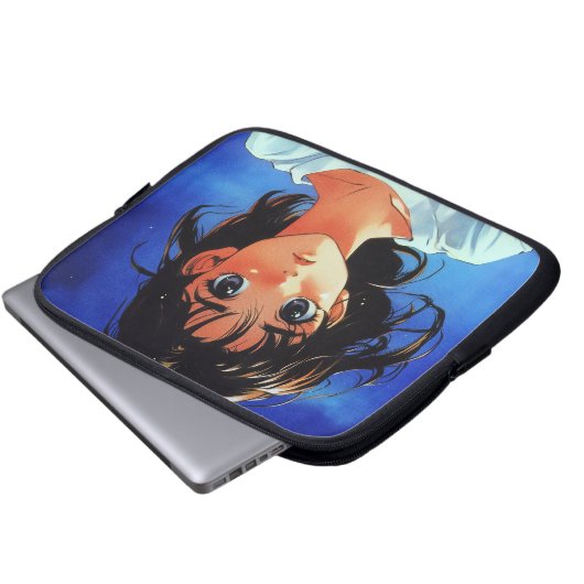 Unschuldiger Blick Anime Girl Laptop-Sieb Laptopschutzhülle (Vorne Knopf)