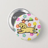Unschuldiger gelber Labrador-Welpen-Cartoon Button (Vorne & Hinten)