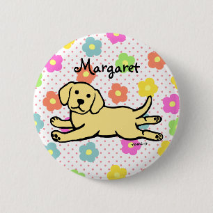 Unschuldiger gelber Labrador-Welpen-Cartoon Button