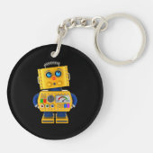 Unschuldiger schauender Spielzeugroboter Schlüsselanhänger (Rückseite)