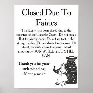 Unseelie Fairies Warnzeichen Poster