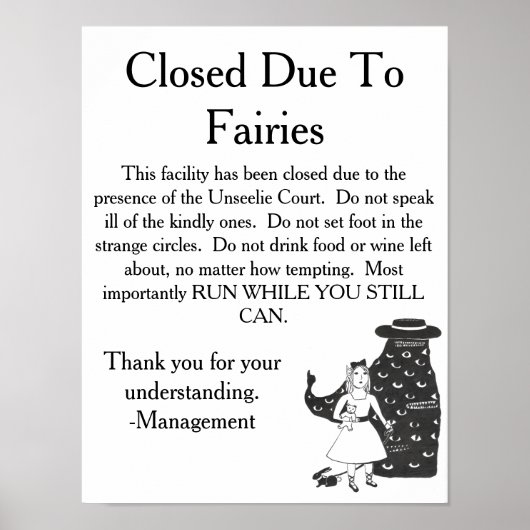 Unseelie Fairies Warnzeichen Poster (Vorne)