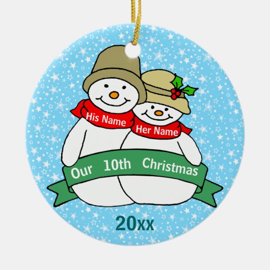 Unser 10. Weihnachten Keramikornament (Vorne)
