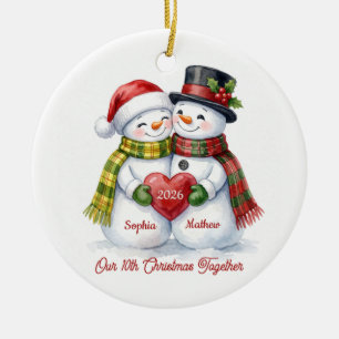 Unser 10. Weihnachten Zusammen Schneemann Weihnach Keramik Ornament