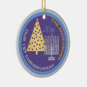 Unser 1. Chrismukka Foto Baum Menorah Keepake Keramik Ornament (Rechts)