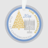 Unser 1. Chrismukkah Menorah Tree Keepake Foto Ornament (Vorderseite)