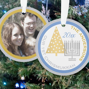 Unser 1. Chrismukkah Menorah Tree Keepake Foto Ornament