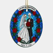 Unser 1. Halloween-Verlobter Glashorn Keramik Ornament (Rechts)