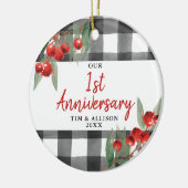 Unser 1. Jubiläum Personalisiert Buffalo Kariert Keramik Ornament (Links)
