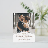 Unser 1. Verheiratetes Weihnachts-Ein-Foto Feiertagspostkarte (Stehend Vorderseite)