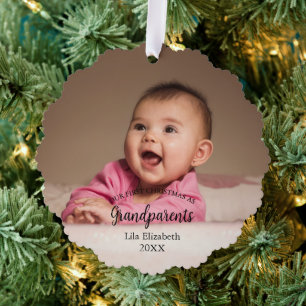 Unser 1. Weihnachten als Grandeleltern Baby Foto Ornament Karte