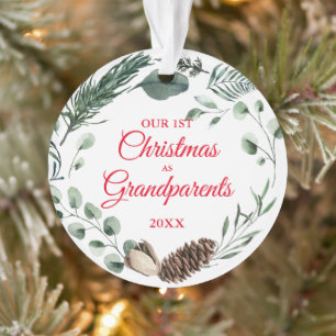Unser 1. Weihnachten als Großeltern Winterkranz Ornament