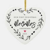 Unser 1. Weihnachten als Herr. & Mrs. Keramik Orna Keramik Ornament (Vorne)