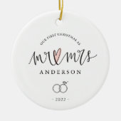 Unser 1. Weihnachten als Herr. & Mrs. Keramik Orna Ornament (Vorne)
