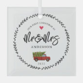 Unser 1. Weihnachten als Herr. & Mrs. Ornament Aus Glas (Vorderseite)