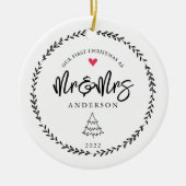 Unser 1. Weihnachten als Herr. & Mrs. Xmas Tree Keramik Ornament (Vorne)