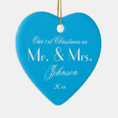 Unser 1. Weihnachten als Mr. & Mrs. Script Elegant Keramik Ornament (Rechts)