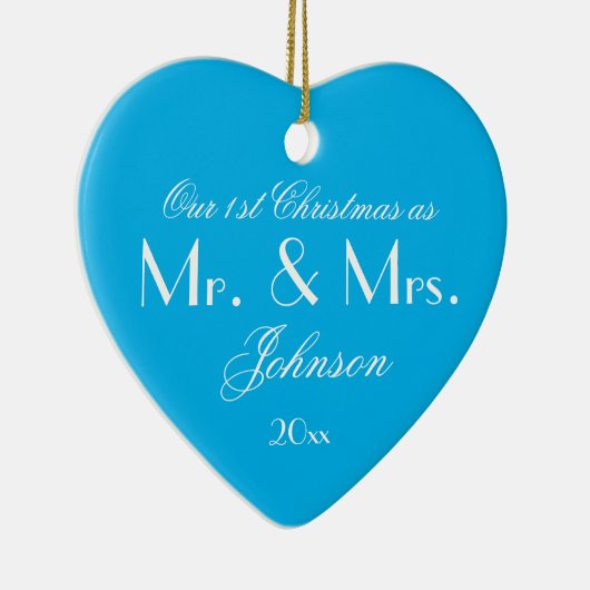 Unser 1. Weihnachten als Mr. & Mrs. Script Elegant Keramik Ornament (Rechts)