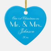 Unser 1. Weihnachten als Mr. & Mrs. Script Elegant Keramik Ornament (Vorne)