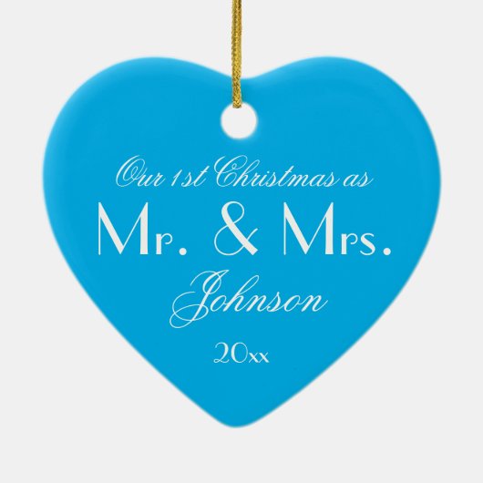 Unser 1. Weihnachten als Mr. & Mrs. Script Elegant Keramik Ornament (Hinten)