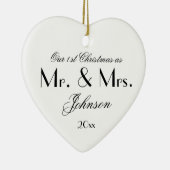 Unser 1. Weihnachten als Mr. & Mrs. Simple Script Keramik Ornament (Rechts)