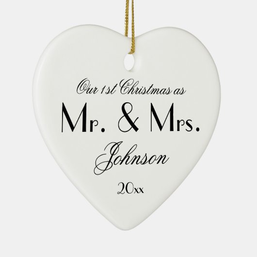 Unser 1. Weihnachten als Mr. & Mrs. Simple Script Keramik Ornament (Rechts)