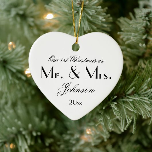 Unser 1. Weihnachten als Mr. & Mrs. Simple Script Keramik Ornament (Baum)