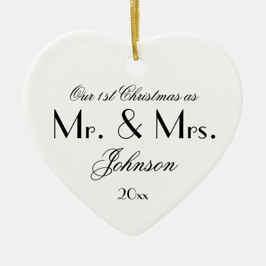 Unser 1. Weihnachten als Mr. & Mrs. Simple Script Keramik Ornament (Vorne)