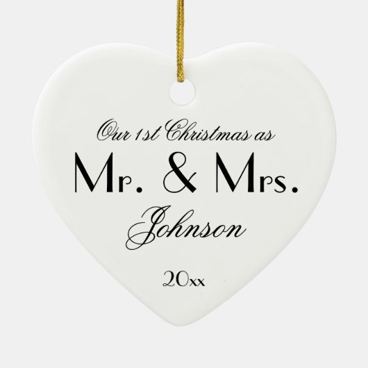 Unser 1. Weihnachten als Mr. & Mrs. Simple Script Keramik Ornament (Hinten)
