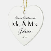 Unser 1. Weihnachten als Mr. & Mrs. Simple Script Keramik Ornament (Links)