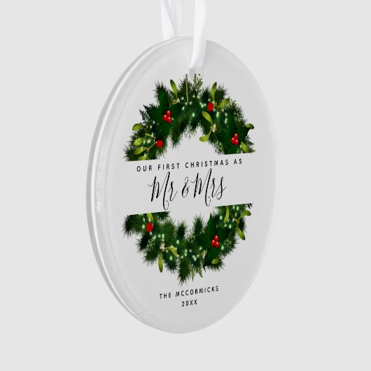 Unser 1. Weihnachten als Mr. und Mrs. Handwriting Ornament (Vorderseite)