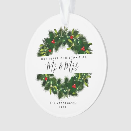 Unser 1. Weihnachten als Mr. und Mrs. Handwriting Ornament (Vorderseite)