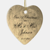 Unser 1. Weihnachten zusammen als Mr. & Mrs. Elega Keramik Ornament (Rechts)