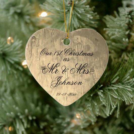 Unser 1. Weihnachten zusammen als Mr. & Mrs. Elega Keramik Ornament (Baum)