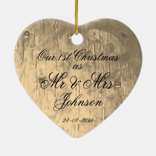 Unser 1. Weihnachten zusammen als Mr. & Mrs. Elega Keramik Ornament (Hinten)