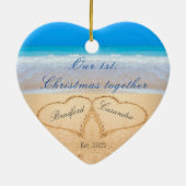 Unser 1. Weihnachten zusammen | Herzen in Sand Keramik Ornament (Hinten)