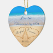 Unser 1. Weihnachten zusammen | Herzen in Sand Keramik Ornament (Links)