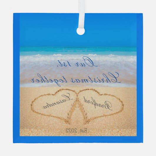 Unser 1. Weihnachten zusammen | Herzen in Sand Ornament Aus Glas (Rückseite)