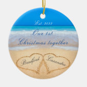 Unser 1. Weihnachten zusammen. Paare Namen im Herz Keramik Ornament (Vorne)