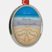 Unser 1. Weihnachten zusammen. Paare Namen im Herz Ornament Aus Metall (Rechts)