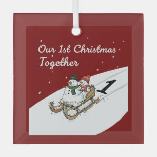 Unser 1. Weihnachten Zusammen Süßes Schneemann-P Ornament Aus Glas