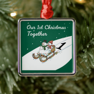 Unser 1. Weihnachten Zusammen Süßes Schneemann-P Ornament Aus Metall